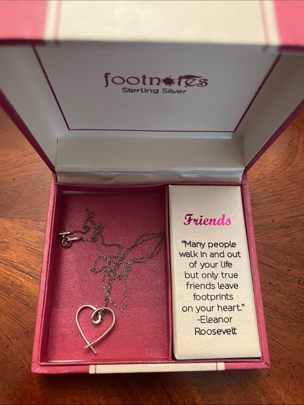 Silver Heart Pendant Necklace by Footnotes-Eleanor Roosevelt friends quote